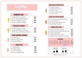 Thiết kế menu cho quán.