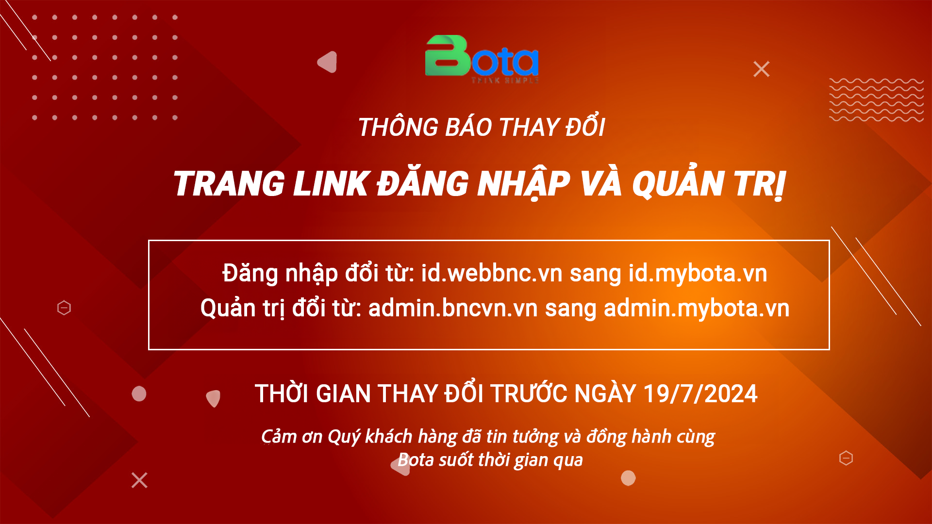 Thông báo thay đổi tên miền